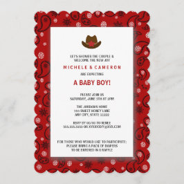 Cowboy Baby Shower Inbjudan WESTERNARE RED BANDANA