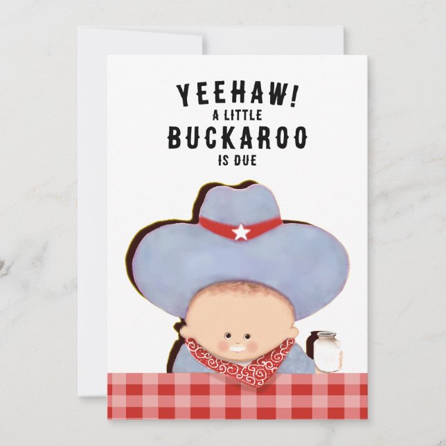 Cowboy Baby Shower Inbjudningar (Framsida)