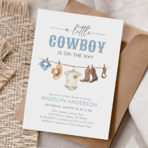 Cowboy Baby Shower Inbjudningar