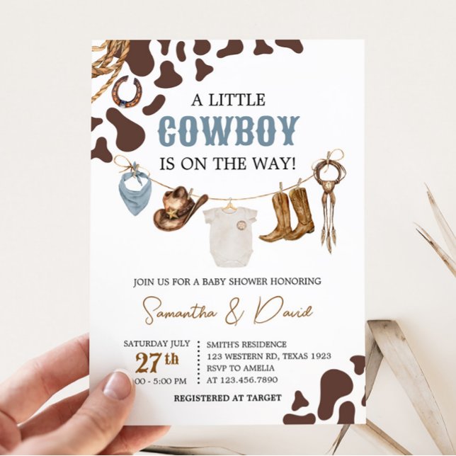 Cowboy Baby Shower Inbjudningar (Wild West Rodeo Baby Shower Invitation)