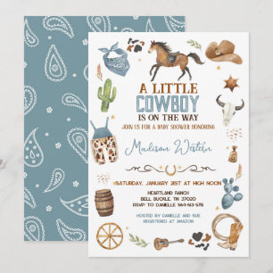 Cowboy Baby Shower Inbjudningar
