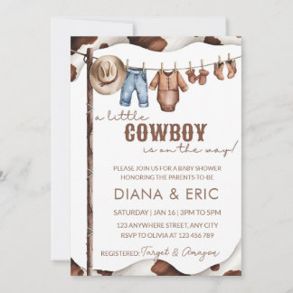 Cowboy Baby Shower Invitation Template, A Little Inbjudningar