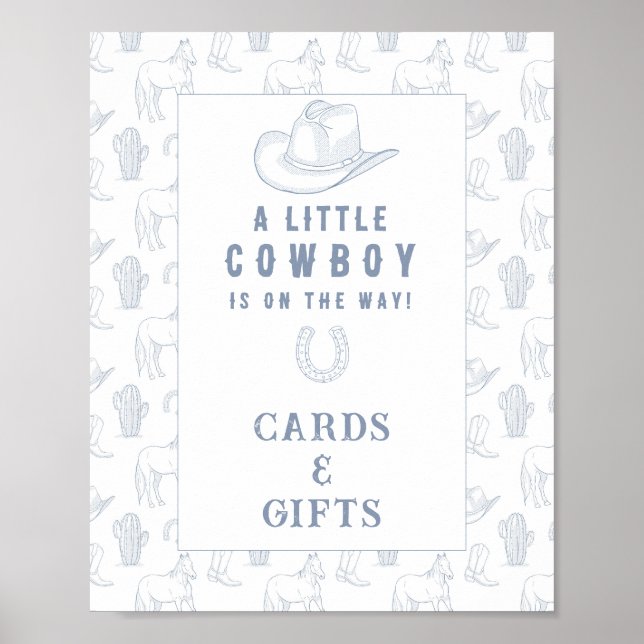 Cowboy baby shower-kort och presenter  poster (Framsidan)
