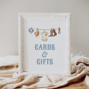 Cowboy Baby Shower-kort och presentkort Poster