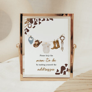 Cowboy Baby Shower Kuvert Station Poster