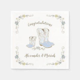 Cowboy Baby Shower Land Western Blue Boy Pappersservett