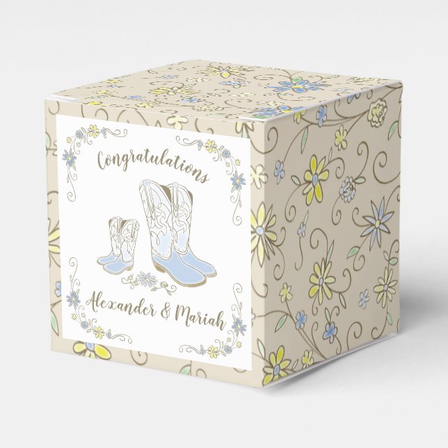 Cowboy Baby Shower Land Western Blue Boy Presentaskar (Framsidan Sidan)