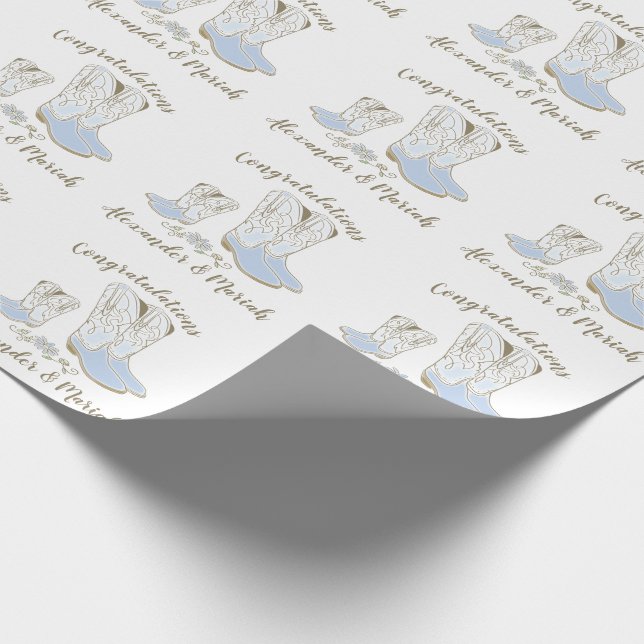 Cowboy Baby Shower Land Western Blue Boy Presentpapper (Hörn)
