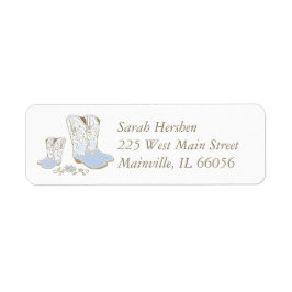 Cowboy Baby Shower Land Western Blue Boy Returadress Etikett