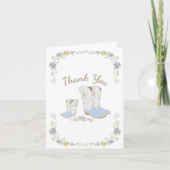 Cowboy Baby Shower Land Western Blue Boy Tack Kort (Framsida)