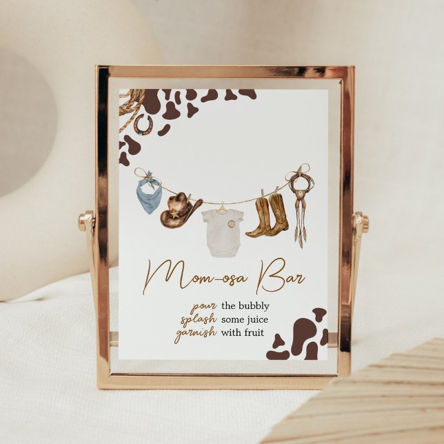 Cowboy Baby Shower Mamma Osa Pub Poster (Wild West Rodeo Baby Shower Mom Osa Bar Sign)