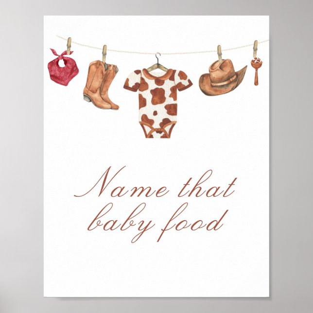 Cowboy baby shower - name that baby food poster (Framsidan)