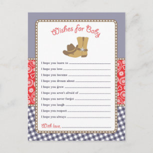 Cowboy Baby Shower Önskemål för Baby-kort Inbjudan Vykort