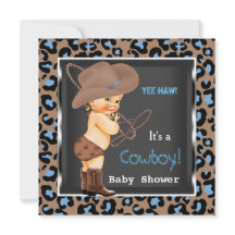 Cowboy Baby Shower Pojke Blå Brun