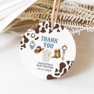Cowboy Baby Shower Round Gåvor Etiketter