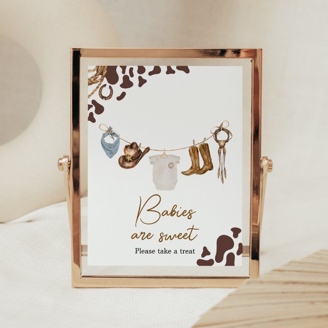 Cowboy Baby Shower Spädbarn är Sweet Poster (Wild West Rodeo Baby Shower Babies are Sweet Sign)