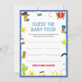 Cowboy Baby Shower-spel - redigerbart Namn, 5 x 7 Inbjudningar