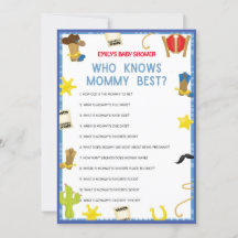 Cowboy Baby Shower-spel - redigerbart Namn, 5 x 7 