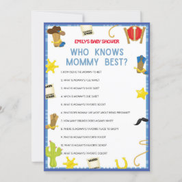 Cowboy Baby Shower-spel - redigerbart Namn, 5 x 7 Inbjudningar