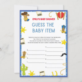 Cowboy Baby Shower-spel - redigerbart Namn, 5 x 7 Inbjudningar