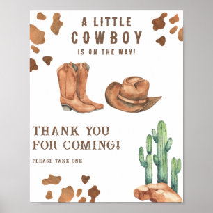 Cowboy baby shower Tack för att du kom Poster
