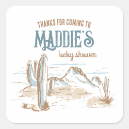 Cowboy Baby Shower Tack Stickers Fyrkantigt Klistermärke