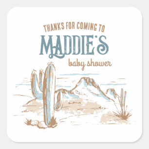 Cowboy Baby Shower Tack Stickers Fyrkantigt Klistermärke