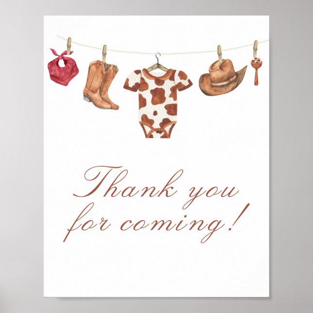 Cowboy baby shower Thank you for coming Poster (Framsidan)