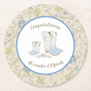 Cowboy Baby Shower Underlägg Papper Rund