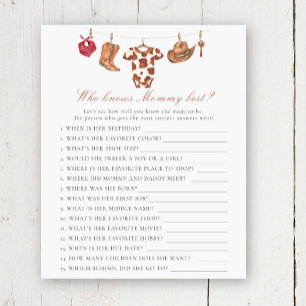 Cowboy baby shower - Vem känner mammy bäst