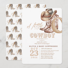 Cowboy Baby Shower Watercolor Rustic Inbjudningar