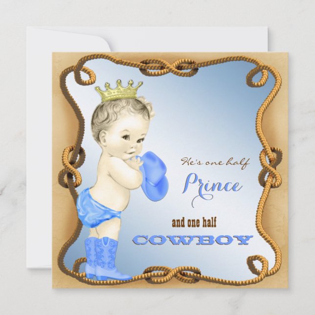 Cowboy Babyfirande Inbjudningar (Framsida)