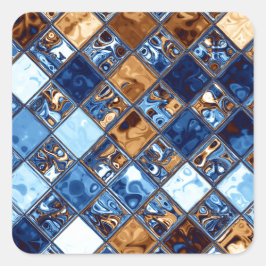 Cowboy Bandana Blue Mosaic Mönster Original Art Fyrkantigt Klistermärke