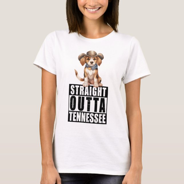 Cowboy Beagle Rak Outta Tennessee T Shirt (Framsida)