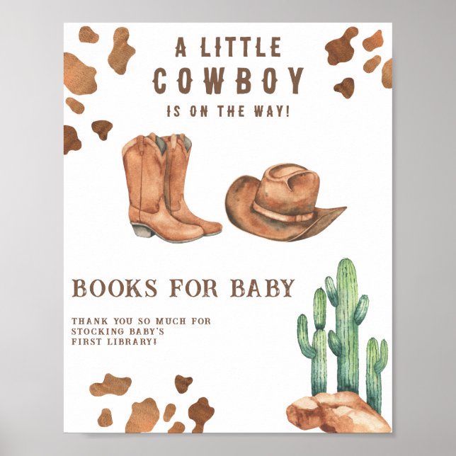 Cowboy-bebis duschar böcker för bebis poster (Framsidan)
