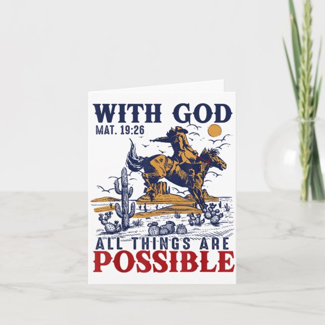 Cowboy Bibel Skriftvers Västlig Jesus För Män Kort (Framsida)