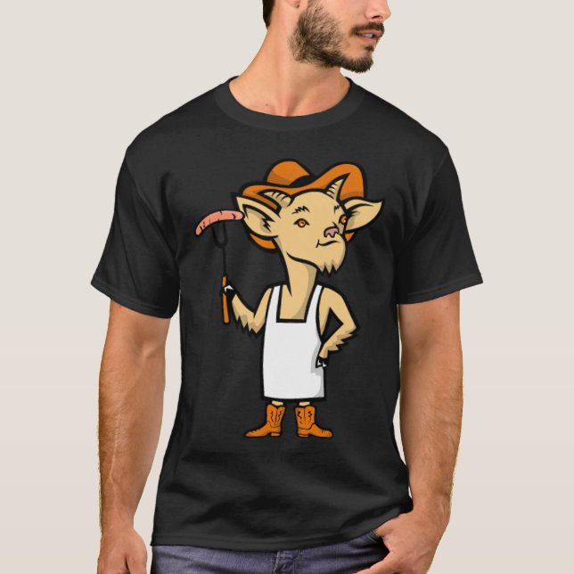 Cowboy Billy Goat Barbecue Chef Mascot bakery 8th T Shirt (Framsida)