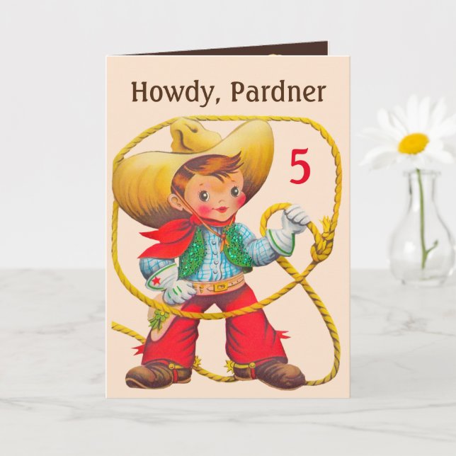 Cowboy Birthday Add Age and Namn Anpassningsbar Kort (Liten växt)