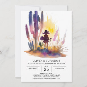 Cowboy Birthday Anpassningsbar Online Inbjudningar