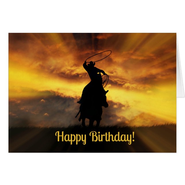 Cowboy Birthday Card Hälsningskort (Framsidan Horizontal)