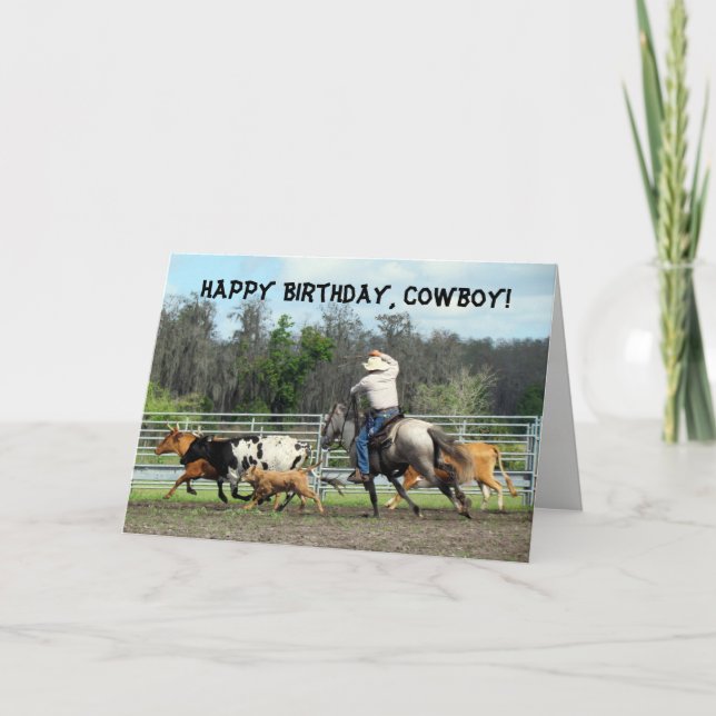 Cowboy Birthday Card Kort (Framsida)