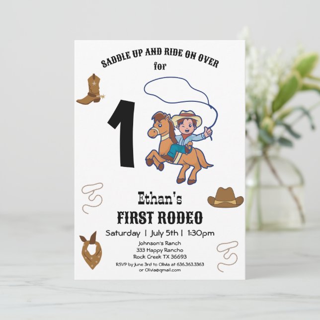 CowBoy Birthday Rodeo Party Inbjudningar (Stående Fram)