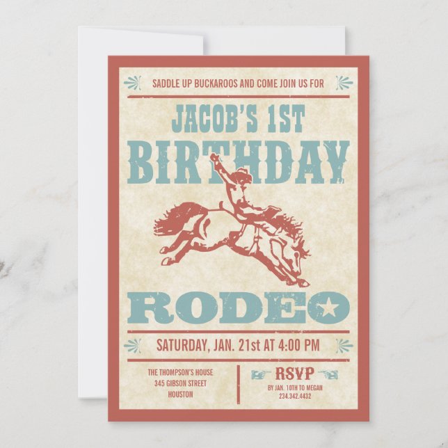 Cowboy Birthday Rodeo Party-inbjudningar Inbjudningar (Framsida)