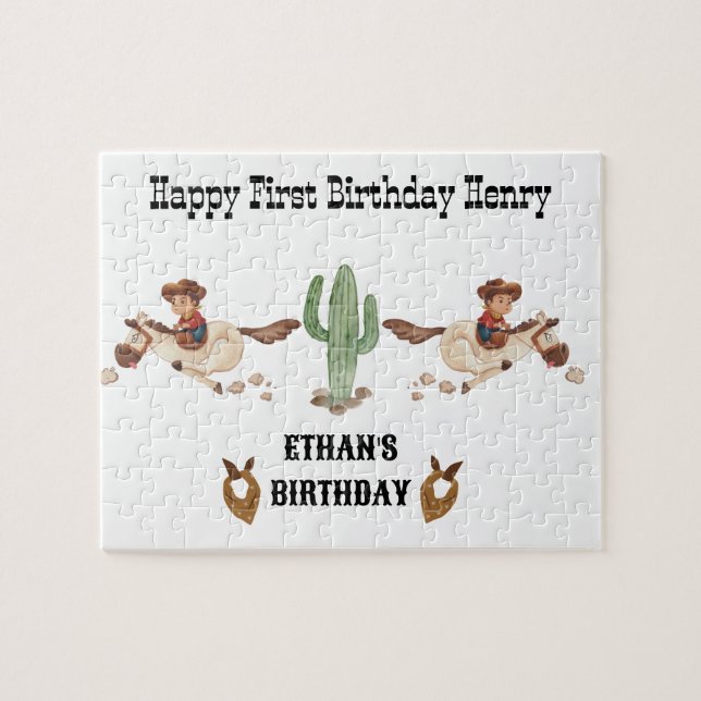 Cowboy Birthday Rodeo Party Pussel (Horisontell)