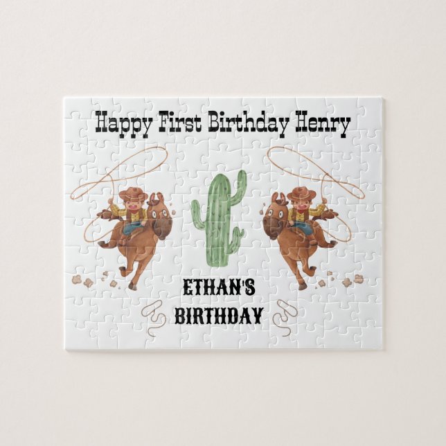 Cowboy Birthday Rodeo Party Pussel (Horisontell)