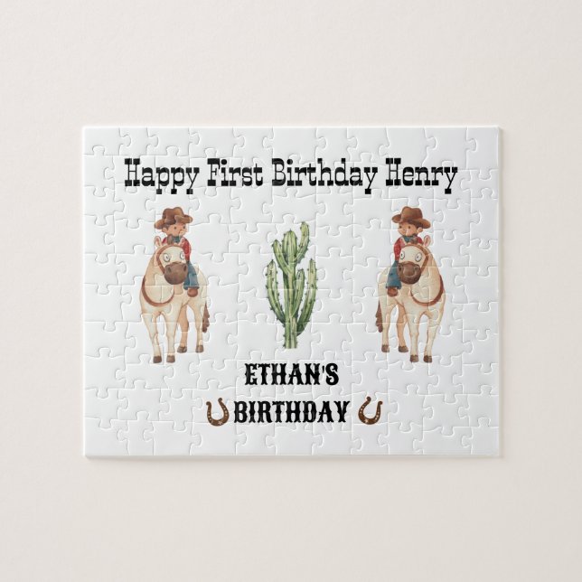 Cowboy Birthday Rodeo Party Pussel (Horisontell)