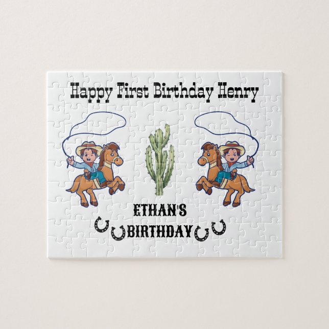 Cowboy Birthday Rodeo Party Pussel (Horisontell)