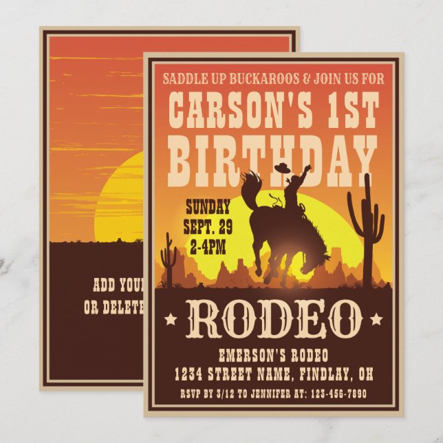 Cowboy Birthday Rodeo Poster Party, vilken ålder s Inbjudningar (Fram/baksida)