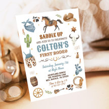 Cowboy Blue 1:a Rodeo Wild West Tema Födelsedag