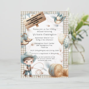 Cowboy Blue Boy Baby Shower Inbjudningar